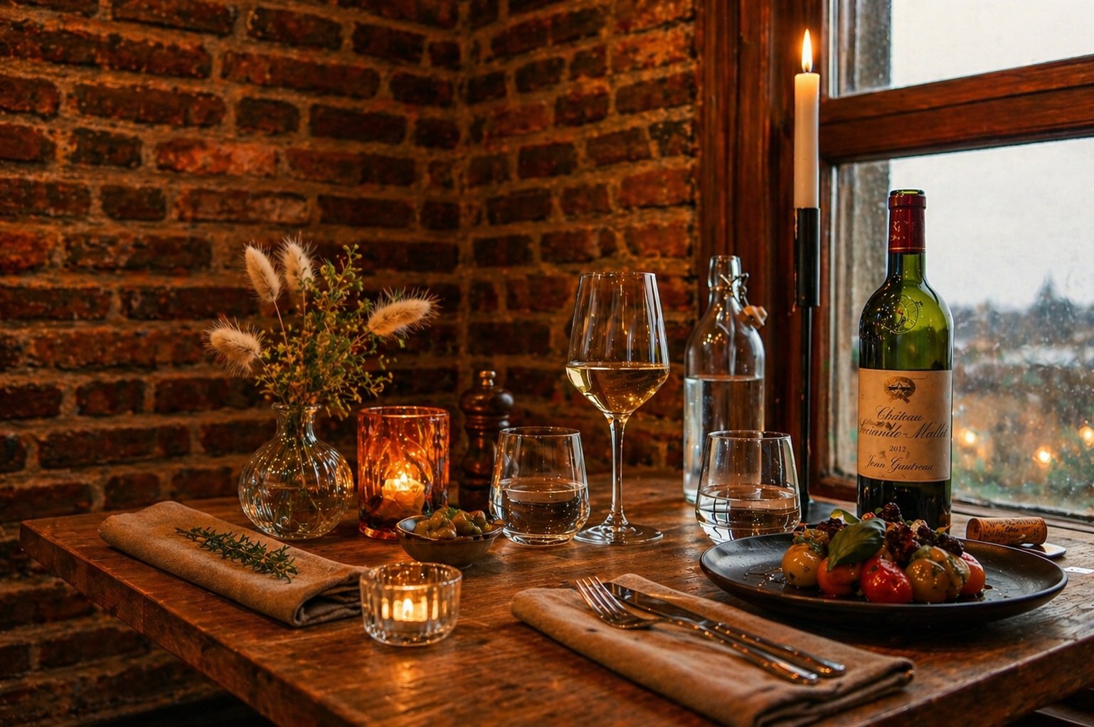 Restaurang Trappan vid Kärnan i Helsingborg — dukad middag och utsikt över stadens kulturhistoriska hjärta